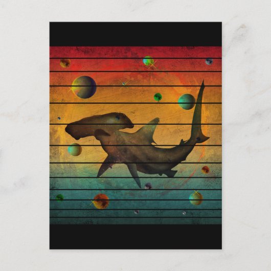 Funny Vintag Space Shark Postkarte (Vorderseite)
