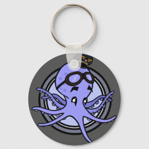 FUNNY VINTAG STYLE OCTOPUS PILOT RUNDE SCHLÜSSELKE SCHLÜSSELANHÄNGER