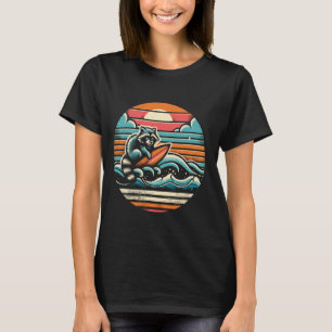 Funny Vintag Surfing Retro Raccoon T-Shirt