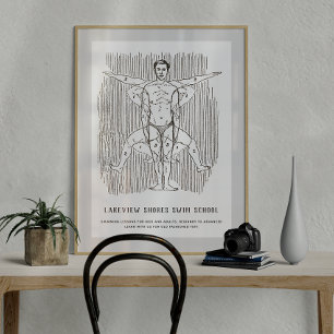 Funny Vintag Swimming oder Swim School Diagramm Poster