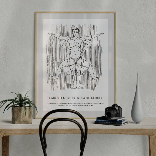 Funny Vintag Swimming oder Swim School Diagramm Poster