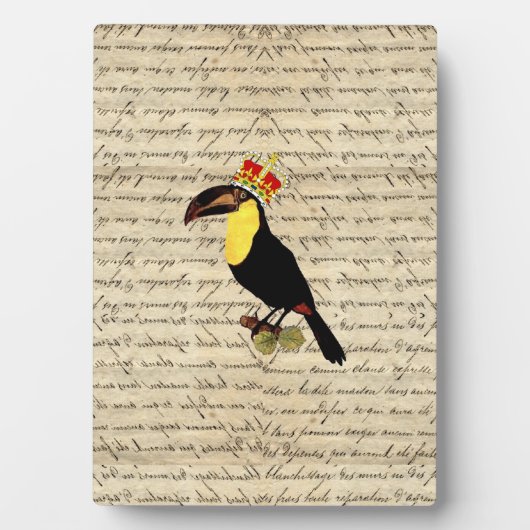 Funny Vintag Toucan & Crown Fotoplatte (Vorderseite)