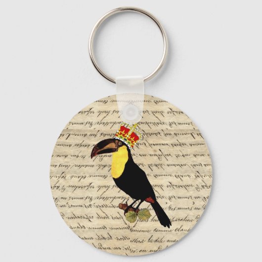 Funny Vintag Toucan & Crown Schlüsselanhänger (Vorderseite)