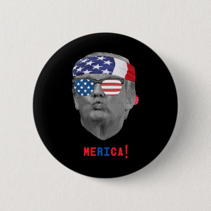Funny Vintag Trump Pucker Face Merica Usa Flag Su Button