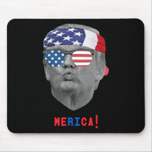 Funny Vintag Trump Pucker Face Merica Usa Flag Su Mousepad