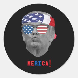 Funny Vintag Trump Pucker Face Merica Usa Flag Su Runder Aufkleber
