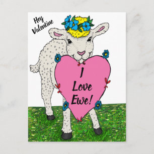 Funny Vintag Valentine's Day Lamb Postkarte