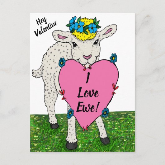 Funny Vintag Valentine's Day Lamb Postkarte (Vorderseite)