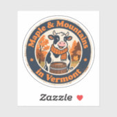 Funny Vintag Vermont Kuh Ahornsirup Retro Aufkleber (Blatt)