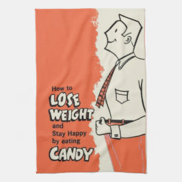 Funny Vintag Weight Loss und EAT CANDY Geschirrtuch