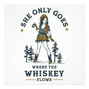 Funny Vintag Western Cowgirl Whiskey Lover Fotodruck