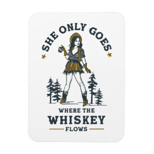 Funny Vintag Western Cowgirl Whiskey Lover Magnet
