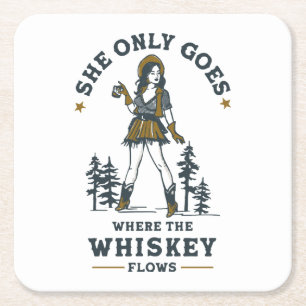 Funny Vintag Western Cowgirl Whiskey Lover Rechteckiger Pappuntersetzer