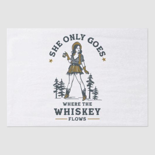 Funny Vintag Western Cowgirl Whiskey Lover Seidenpapier (Vorderseite)