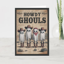 Funny Vintag Western Ghouls Say Howdy Halloween