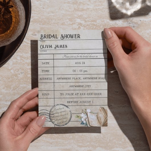 Funny Vintage Bibliothek Kartenbücher Brautparty Einladung