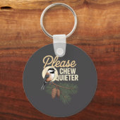 Funny Vintage Bird Nature Illustration Please Chew Schlüsselanhänger (Vorderseite)