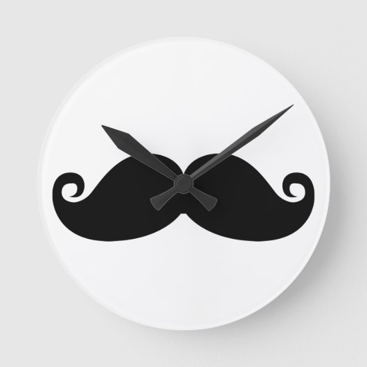 Funny Vintage Black Mustache Runde Wanduhr (Vorderseite)