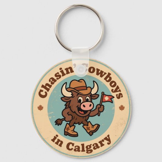 Funny Vintage Calgary Buffalo Cowboy Hat Retro Schlüsselanhänger (Vorderseite)