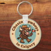Funny Vintage Calgary Buffalo Cowboy Hat Retro Schlüsselanhänger (Rückseite)