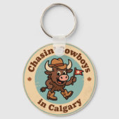 Funny Vintage Calgary Buffalo Cowboy Hat Retro Schlüsselanhänger (Rückseite)