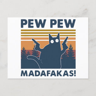Funny Vintage cat pew pew Madafakas Postkarte