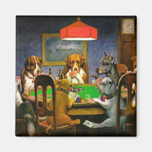 Funny Vintage Dogs Playing Poker Magnet