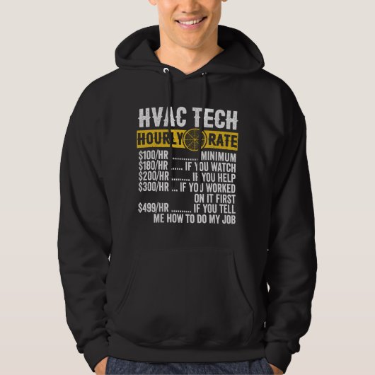 Funny Vintage HVAC Technician Apparel Hourly Rate Hoodie (Vorderseite)