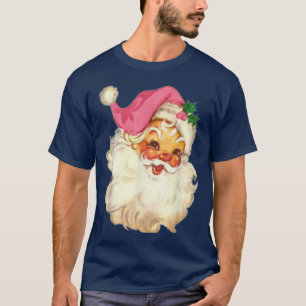 Funny Vintage Pink Santa Claus Pink Christmas Desi T-Shirt