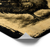 Funny Vintage Raccoon Rooster Chicken Japanese Uki Poster (Ecke)