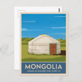 Funny Vintage Reisen Mongolisch Yurt Retro Stil Postkarte (Vorne/Hinten)