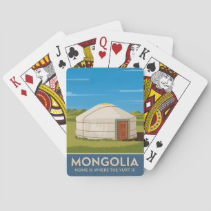 Funny Vintage Reisen Mongolisch Yurt Retro Stil Spielkarten