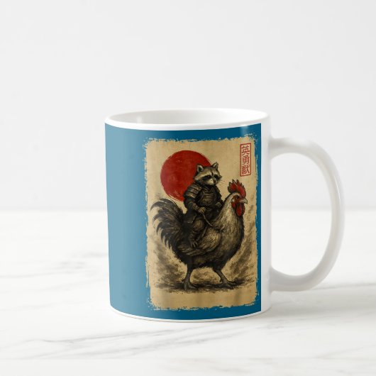 Funny Vintage Samurai Raccoon Japanese Graphic Uki Kaffeetasse (Rechts)