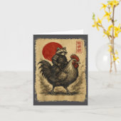 Funny Vintage Samurai Raccoon Japanese Graphic Uki Karte (Gelbe Blume)