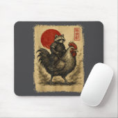 Funny Vintage Samurai Raccoon Japanese Graphic Uki Mousepad (Mit Mouse)