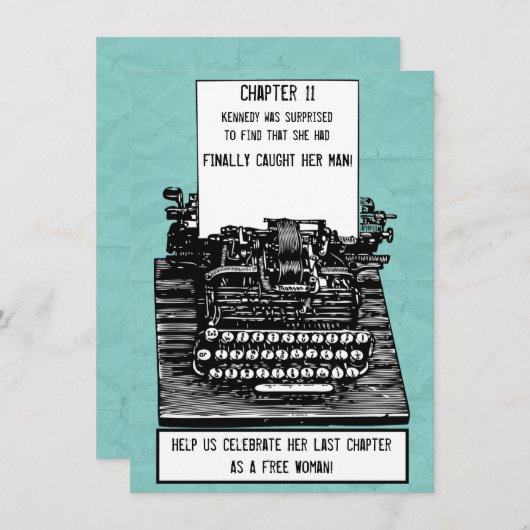 Funny Vintage Schreibmaschine Junggeselinnen-Absch Einladung (Vorne/Hinten)