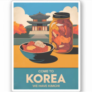 Funny Vintage Travel Korea Kimchi Spaß Retro Aufkleber