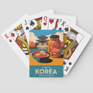 Funny Vintage Travel Korea Kimchi Spaß Retro Spielkarten