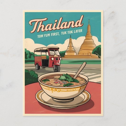 Funny Vintage Travel Thailand Spaß Retro Graphic Postkarte (Vorderseite)