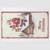 Funny Vintager Weihnachtsmann mit Weihnachtsgesche Seidenpapier (Vorderseite)