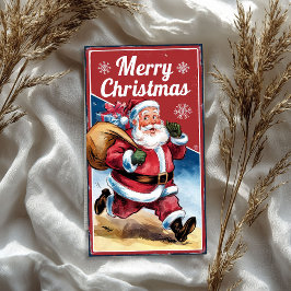 Funny Vintager Weihnachtsmann mit Weihnachtstasche Seidenpapier