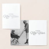 Funny Vintages Foto - Neujahr - Silber Folienkarte (Anzeige)