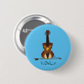 Funny Violin Niedlich Owl Musiker Kinder Musik Button (Vorne & Hinten)