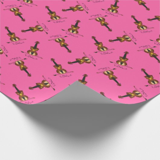 Funny Violin Niedlich Owl Musiker Kinder Musik Geschenkpapier (Ecke)