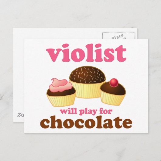 Funny Violist Music Postcard Postkarte (Vorne/Hinten)