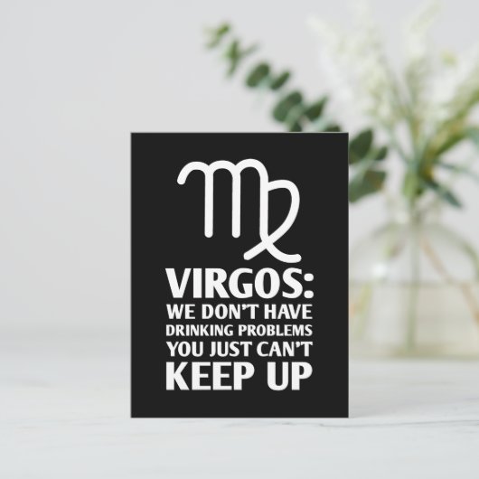 Funny Virgo Drinks Zodiac Astrologie Zeichen Postkarte (Stehend Vorderseite)