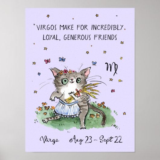 Funny Virgo Poster Zodiac Cat Star Plakat (Vorne)
