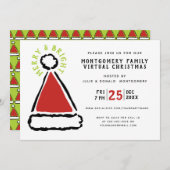 Funny Virtual Christmas Party Rote Weihnachtsmannm Einladung (Vorne/Hinten)