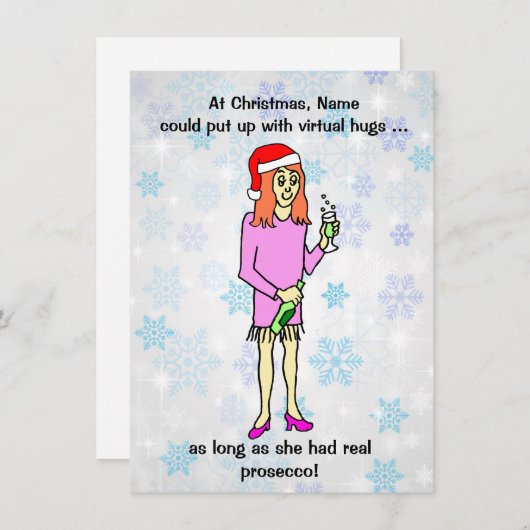 Funny Virtual Hugs Prosecco Frau Weihnachten (Vorne/Hinten)