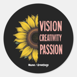Funny Vision, Kreativität und Leidenschaft feiern  Runder Aufkleber